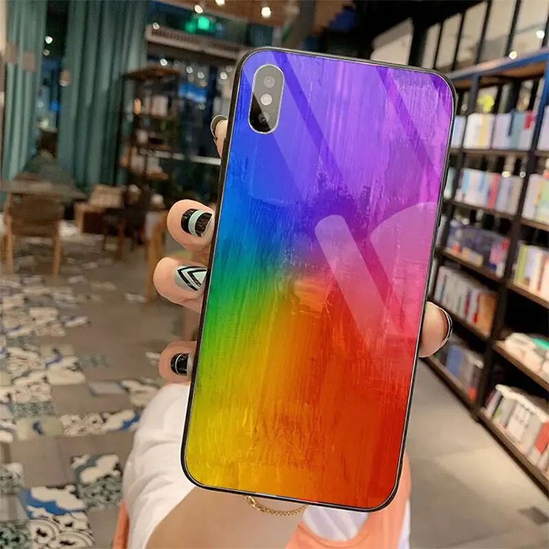 

Psychedelic rainbow pattern Phone Cases Tempered glass For iphone 5C 6 6S 7 8 plus X XS XR 11 PRO MAX