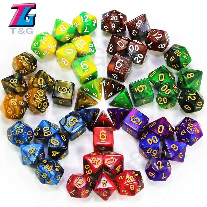 7 шт. игральные кости с сумкой красивого цвета D & d4 d6 d8 d10 d % d12 d20 многогранные