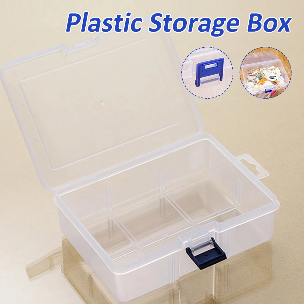 

Plastic Storage Box Transparent Jewelry Makeup Storage Case Organizer with Flip Top Home Bedroom Office Desktop Organization