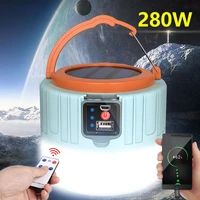 led solar camping light spotlight portable solar emergency led tent lamp remote control phone charge outdoor for hiking fishing