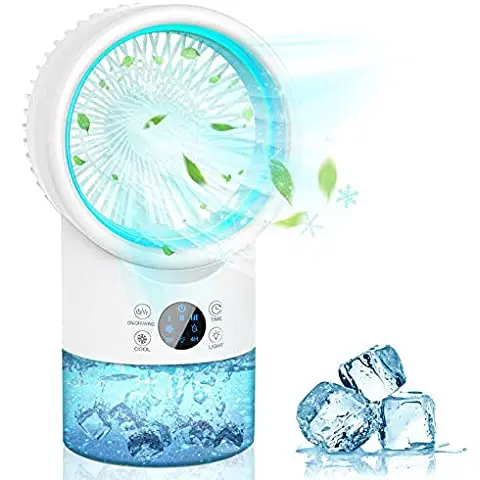 

Mini personal evaporative air cooler with 7-color night light, 3 speeds, ultra-quiet desktop fan suitable