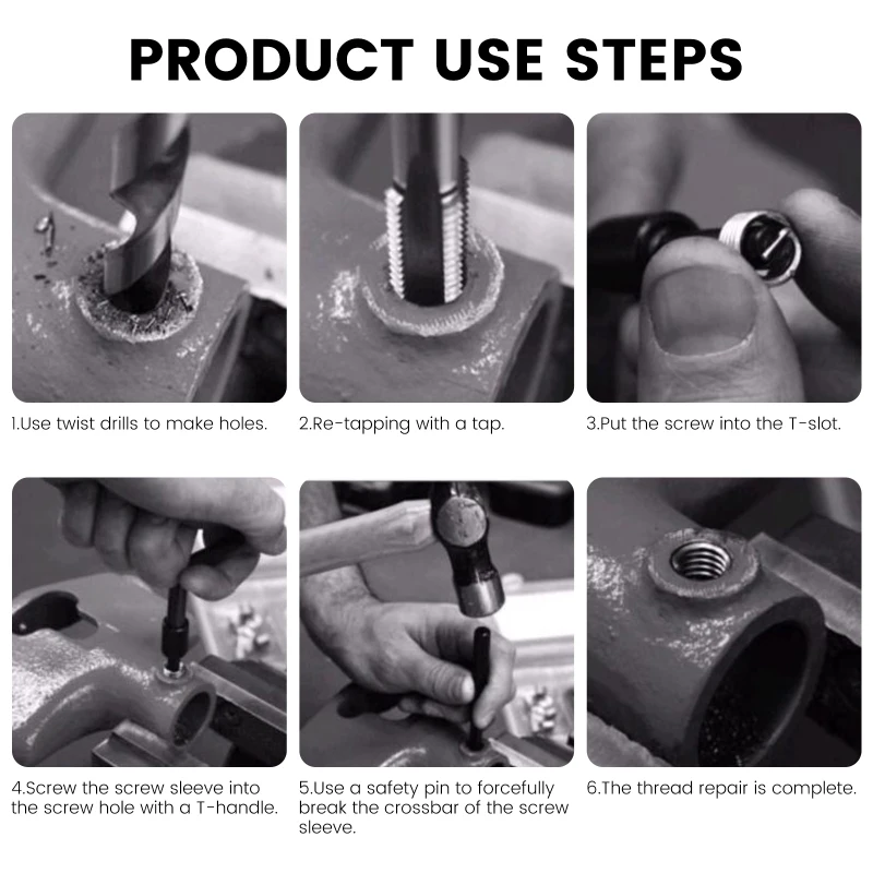 

131Pcs Engine Block Restoring Damaged Thread Repair Tool Kit M5 M6 M8 M10 M12 Carbon Steel Professional Auto Repair Tooks Set