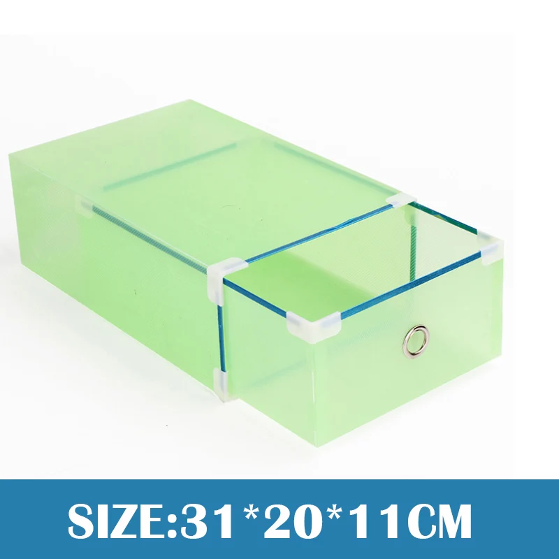 women green(5pcs) 5 шт. утолщенный ящик коробка для хранения обуви прозрачный пластиковый органайзер обуви чехол Штабелируемый прямоугольник PP коробки для обуви Органайзер - Цвет: women green(5pcs)