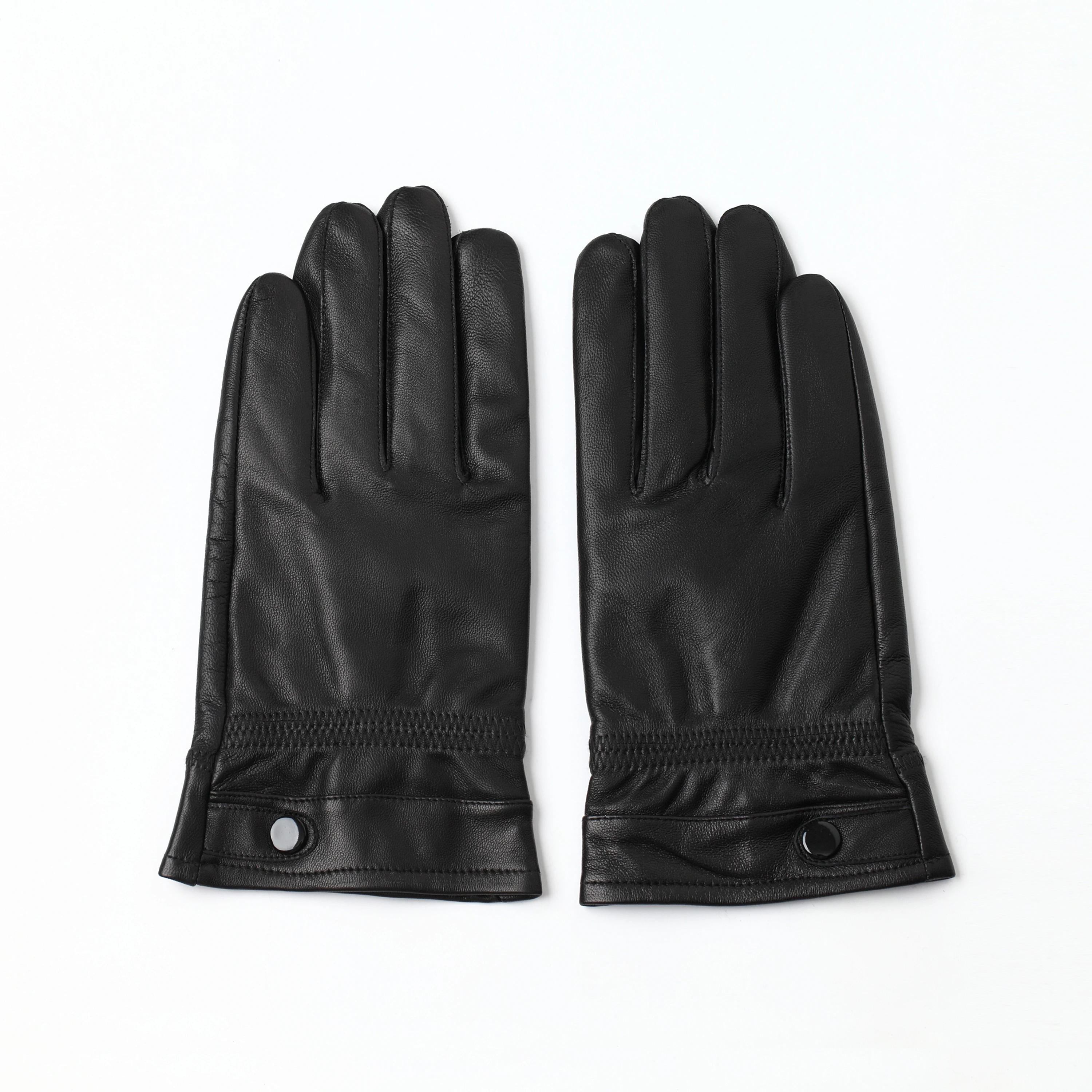 Мужские зимние толстые теплые перчатки из натуральной кожи черные Классические