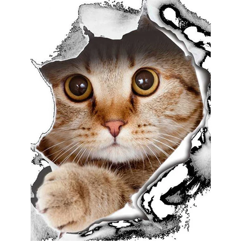 Картина из страз сделай сам 5D алмазная вышивка милый кот круглые стразы 3D