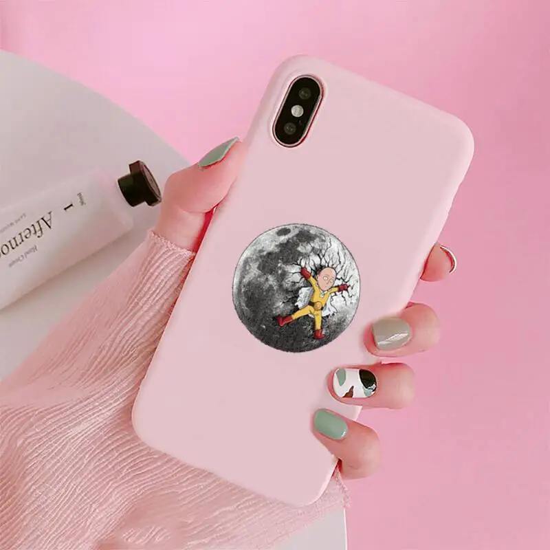 

One Punch Man Anime Phone Case Candy Color for iPhone 6 7 8 11 12 s mini pro X XS XR MAX Plus