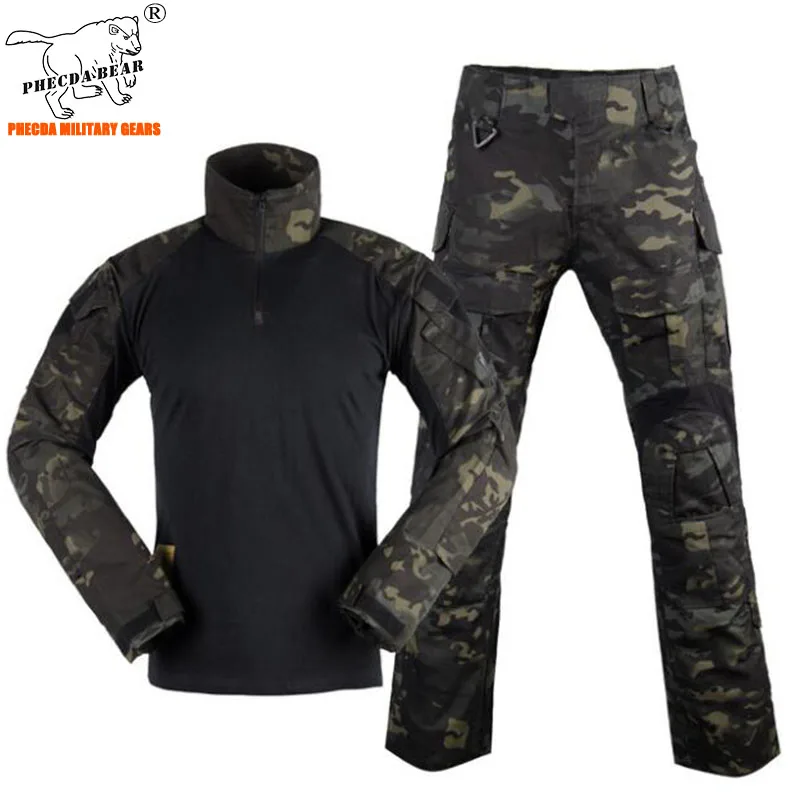 Охота ткань мультикам черный камуфляж армейские униформа для страйкбола