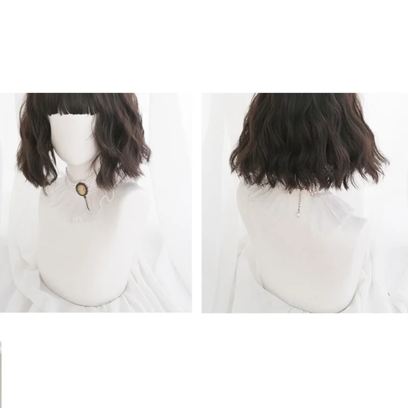 LUPU коричневый короткий волнистый Боб волос Косплей для женщин парик с челкой