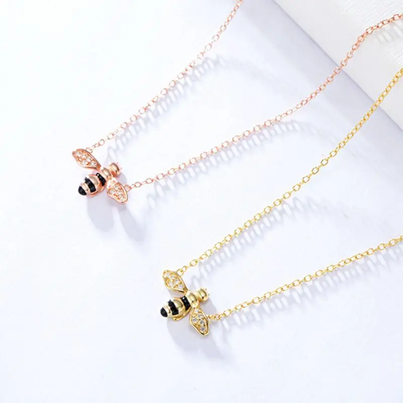 Женское ожерелье с подвеской в виде пчелы из серебра 925 пробы|Ожерелья| |