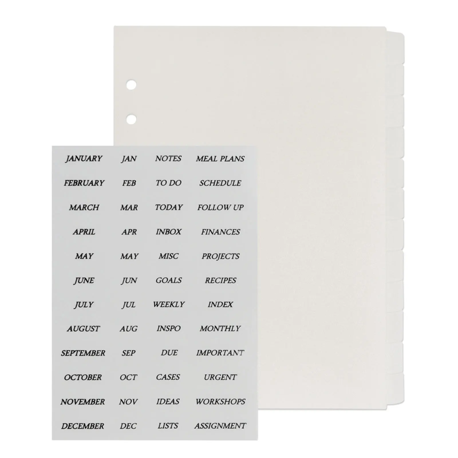 6 Hole A5 Dividers Tabs 12pcs Plain White A5 Plastic Tab Dividers Monthly Planner Clear Dividers