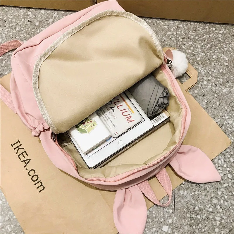 

Backpacks Large Capacity Women Double-strap Chic Korean Style Canvas New Vintage Solid Simple Harajuku Retro Ulzzang Backpack