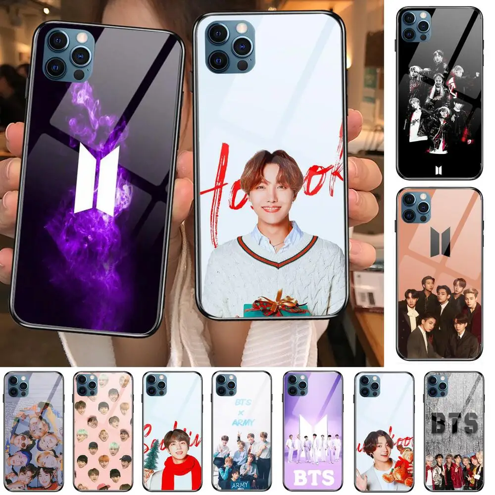 

Super hot B-BTS Glass Case For iphone 12 11 Pro Max 12Pro XS Max XR X 7 8 Plus SE 2020 Case Tempered Back Cover