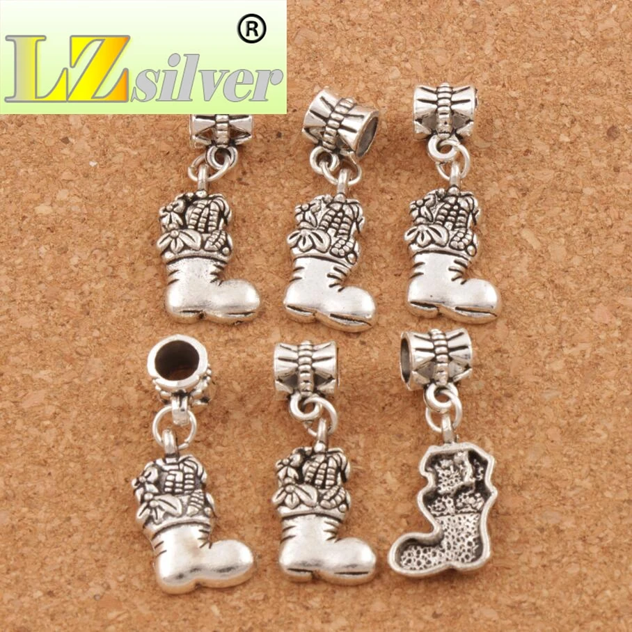 Christmas Stockings Full of Gift Big Hole Beads 30.5x13.5mm 100pcs Zinc Alloy Dangle Fit European Bracelets Jewelry DIY B253