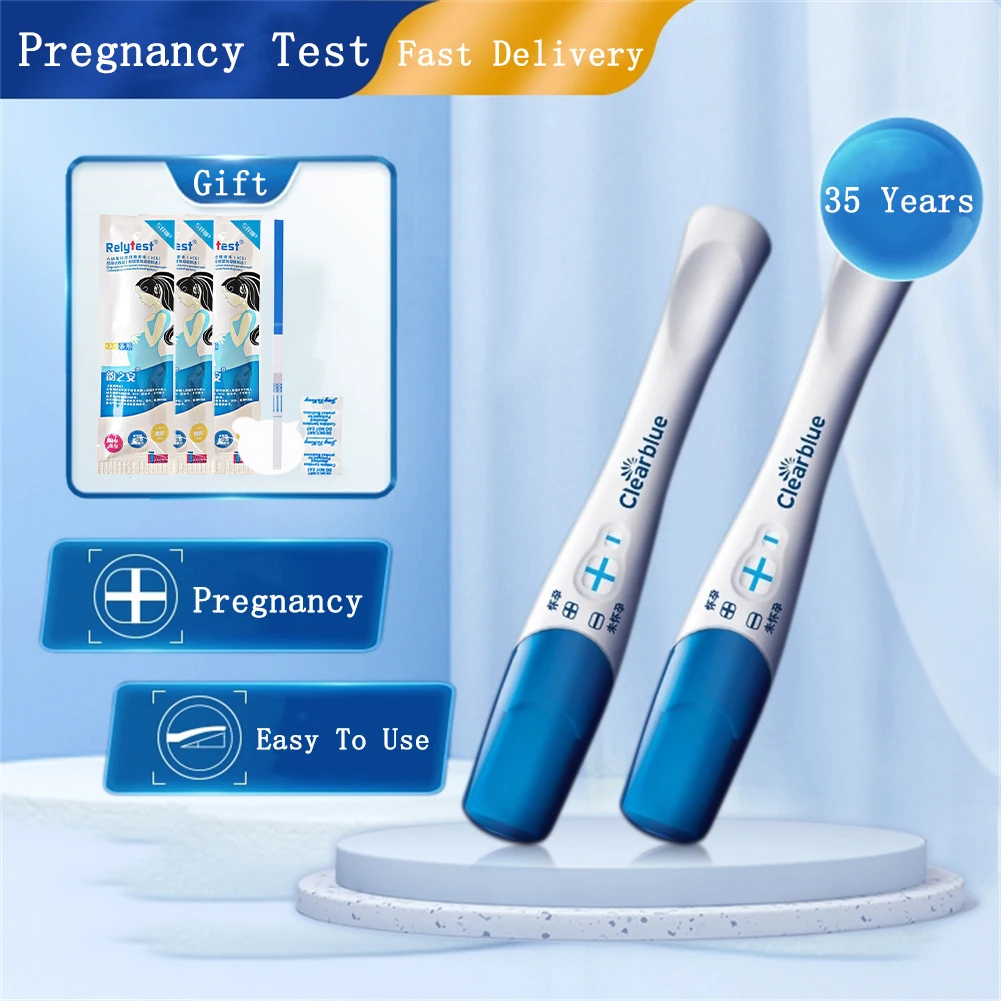 (5 Pcs Set) 2 Pcs Clearblue Rapid Pregnancy Test Stick And 3 Pieces Household PH Pergnant Urine Test Strip Indicator HCG Paper