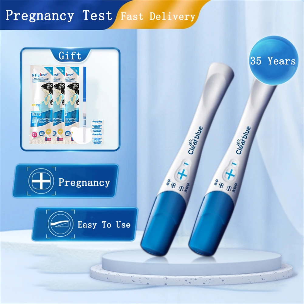 (5 Pcs Set) 2 Clearblue Rapid Pregnancy Test Stick And 3 Pieces Household PH Pergnant Urine Strip Indicator HCG Paper |