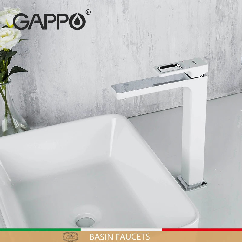 

Смесители для раковины Gappo, белый кран с распылителем, кран «Водопад» для ванной комнаты, смеситель горячей и холодной воды G1017-2