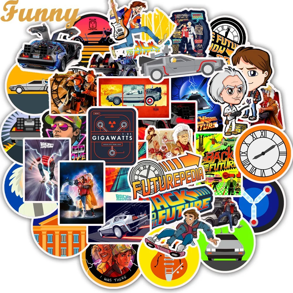 

50 шт. фильм Back To The Future Стикеры (ы)/пакет для на ноутбук холодильник мини ПК телефон скейтборд путешествия наклейка на чемодан