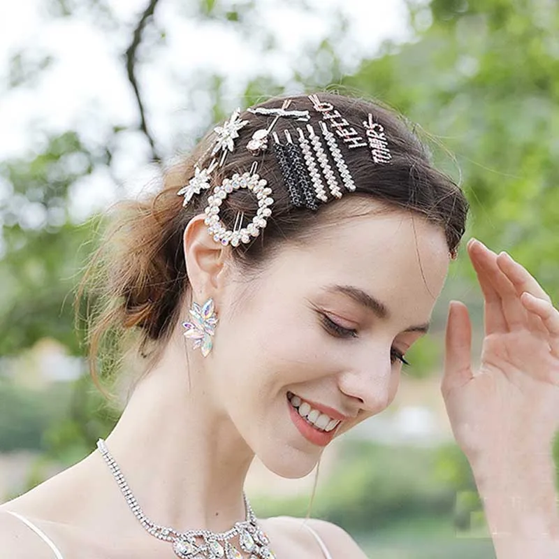 

2pcs Shining Crystal Rhinestone Luxury Hair Clip Headwear For Women Girls Hairgrip Hairpin Hair Styling Accessories