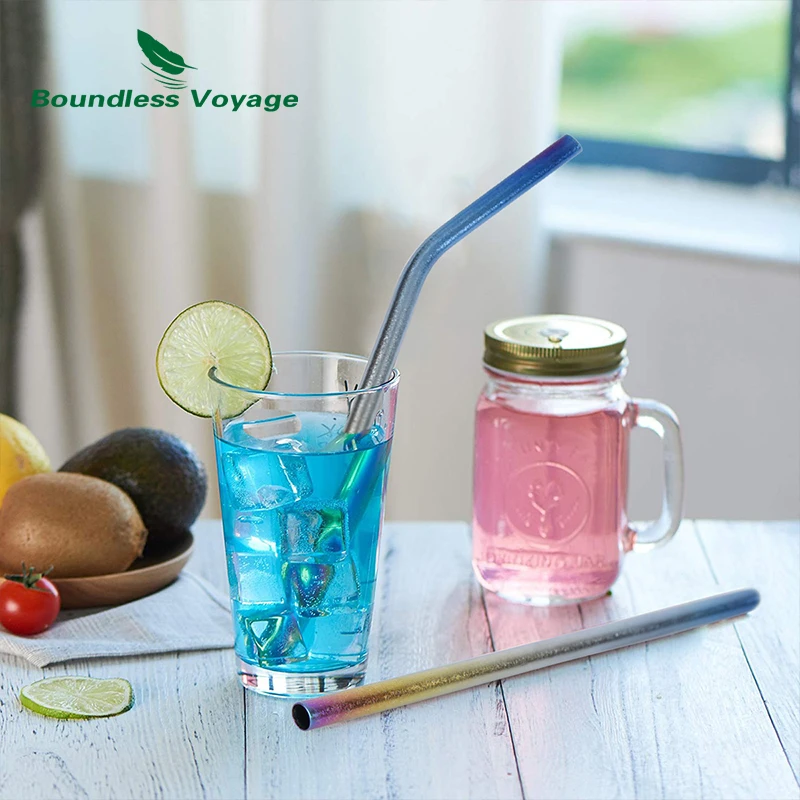 Многоразовая трубочка для питья многоцветная с щеткой очистки сока воды кофе |