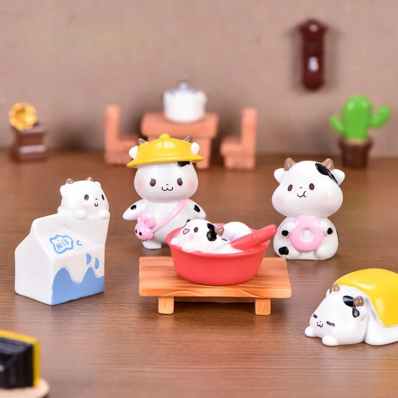 

Mini Cute Figurines Miniature Cute cow Wedding Gift Cow Miniature Landscape Ornaments Fairy Garden Bonsai DollHouse Decorations