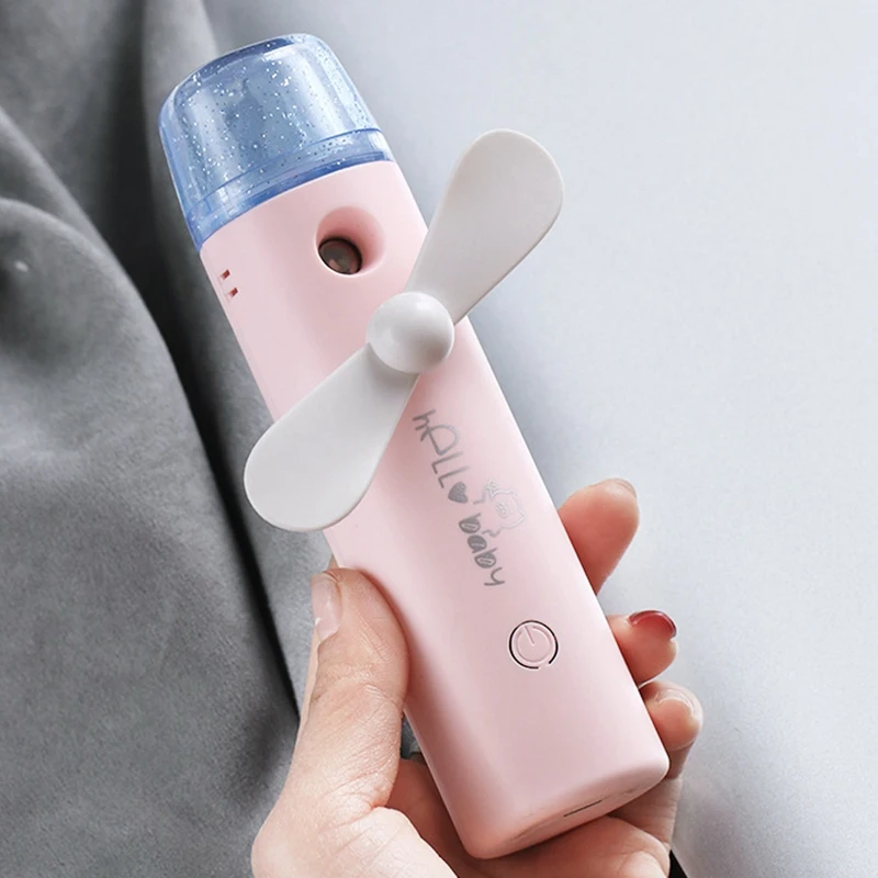 

2 in 1 Portable Handheld Water Mist Fan Functions Air Humidifier Cooling Spray Fan Humidification Fan
