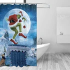 Рождественская душевая занавеска Grinch из палантина, индивидуальная Водонепроницаемая душевая занавеска С 3D принтом для ванной комнаты, 12 крючков
