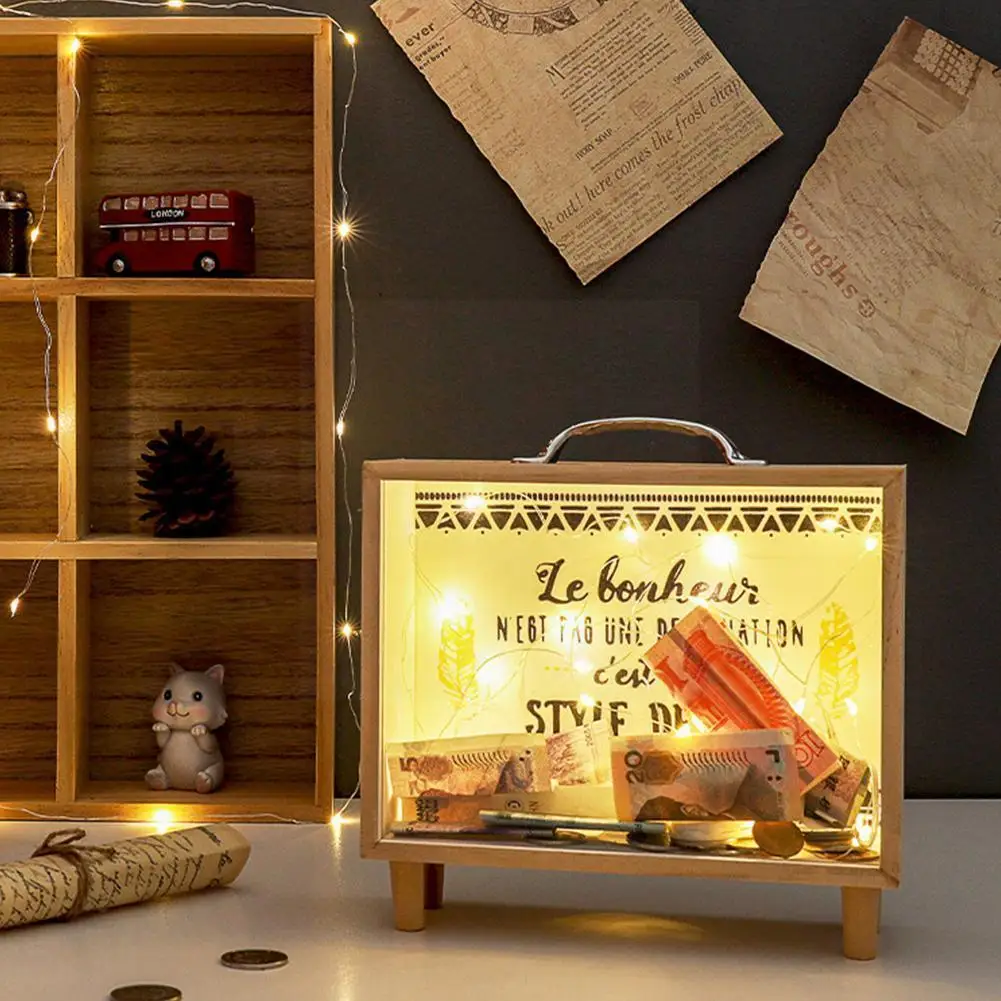 

Распродажа! Копилка Экологически чистая большая емкость деревянная копилка для денег и монет для дома T9r6 N0p3