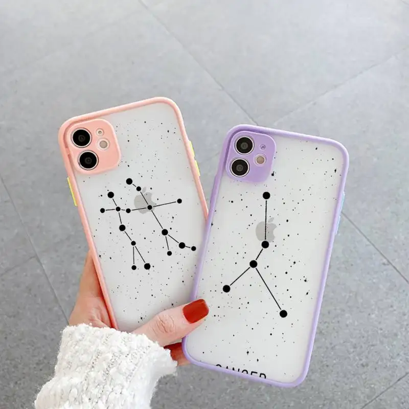 

Twelve Constellations Star design Phone Case matte transparent For iphone 7 8 11 12 plus mini x xs xr pro max cover