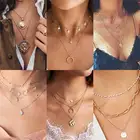 Золотые ожерелья IFMIA новый многослойный для женщин, модная карта, луна, звезда, кулон с портретом, ожерелье, чокер, сердце, ювелирные изделия, 2020 подарки