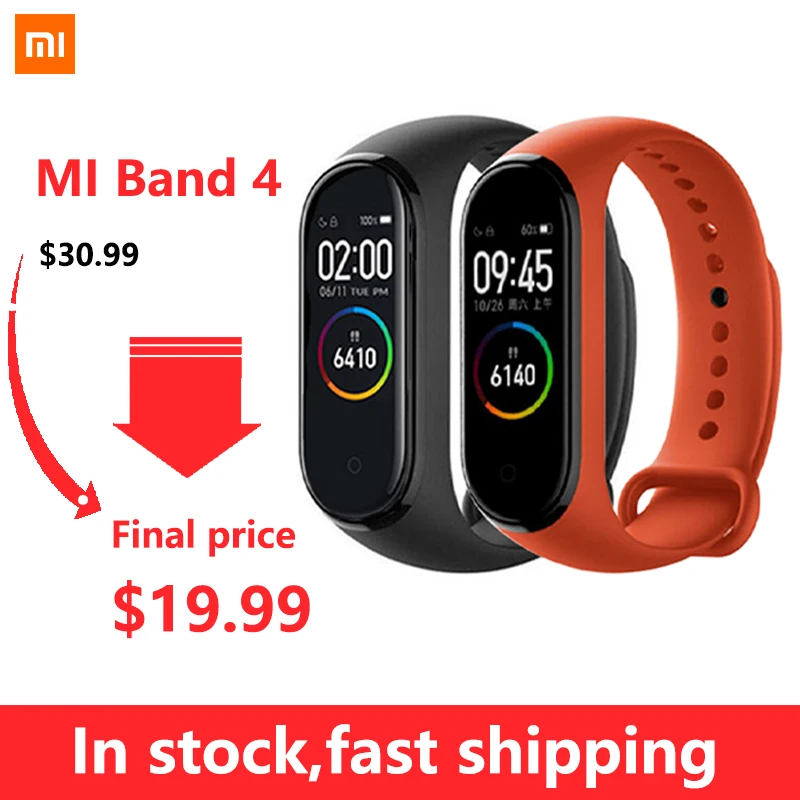 Оригинальный Смарт браслет Xiaomi Mi Band 4 фитнес с цветным экраном 135 мАч Bluetooth 5 0