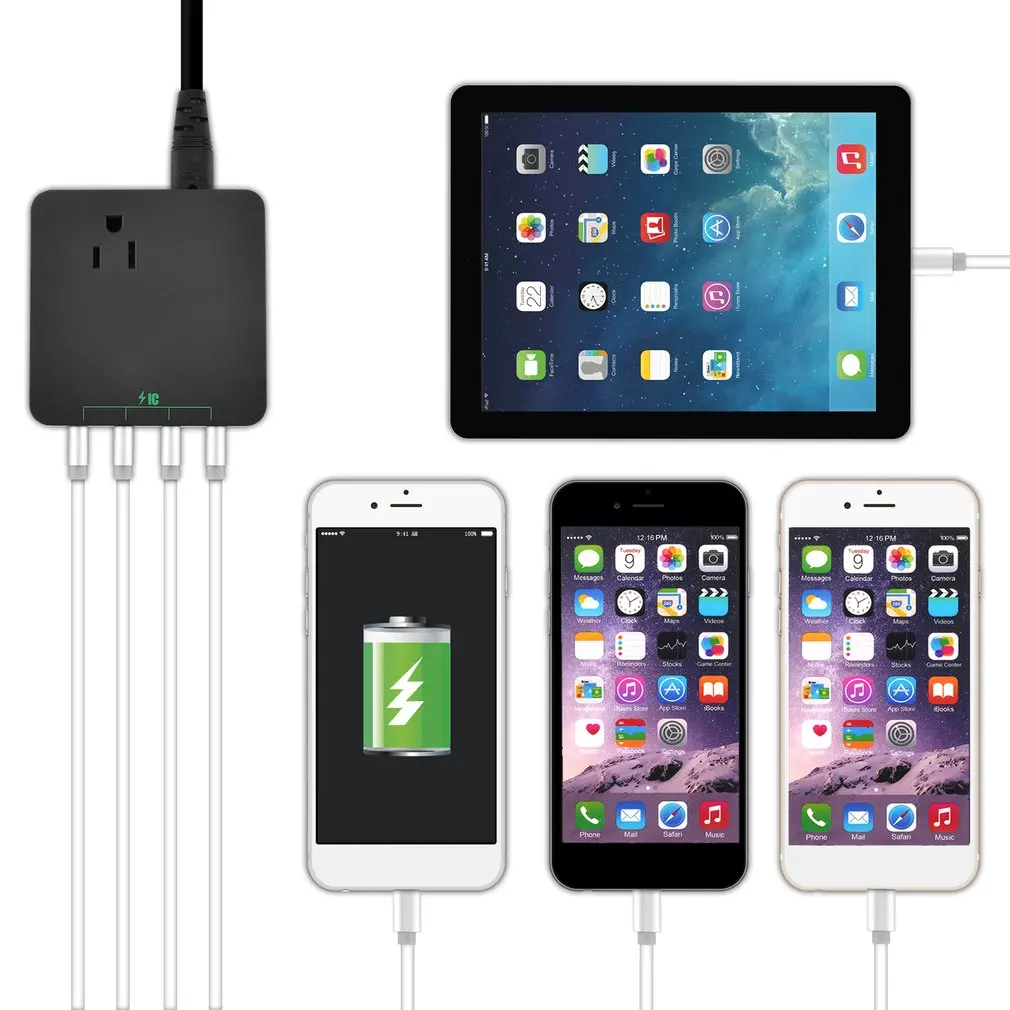 Быстрая зарядка мини портативный 4 usb порта зарядное устройство зарядная станция