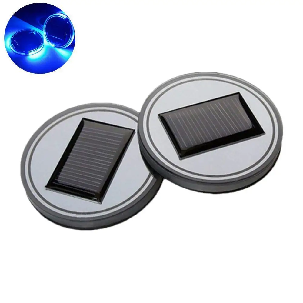 

2Pc Solar Cup Pad Car Accessories LED Light Cover Interior Decoration Lights Car Interior Atmosphere