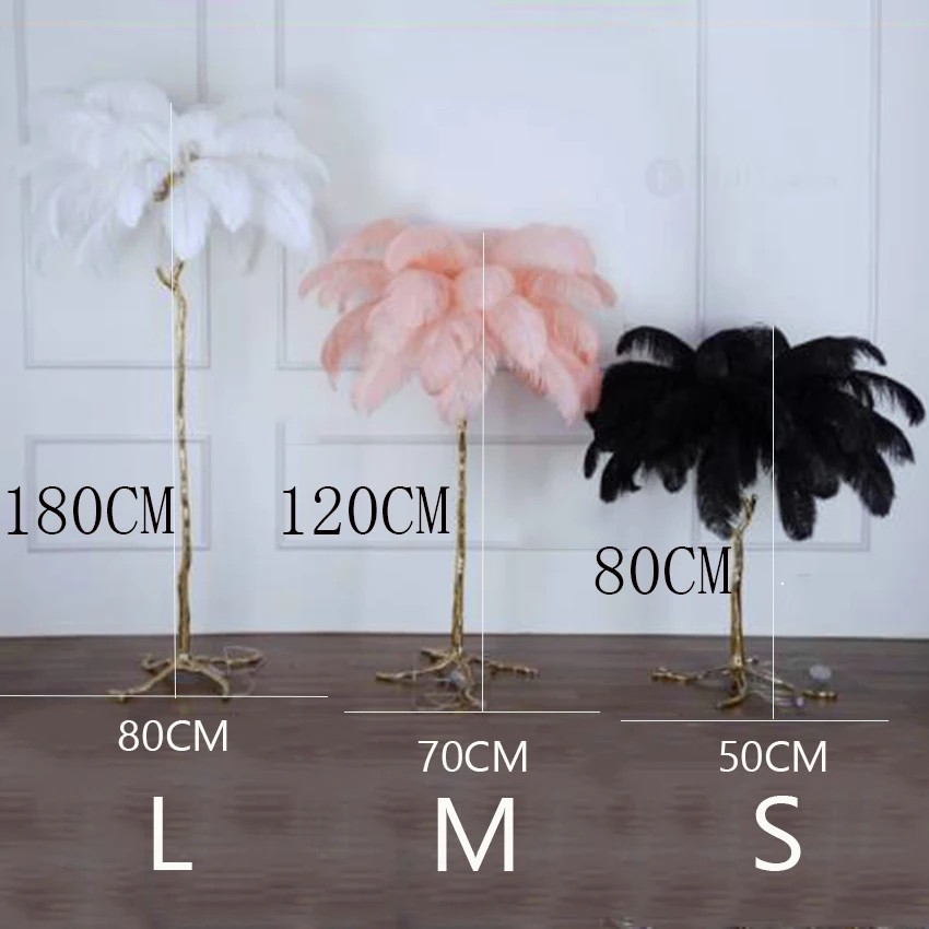 Скандинавские страусиные перья светодиодный напольный светильник для гостиной