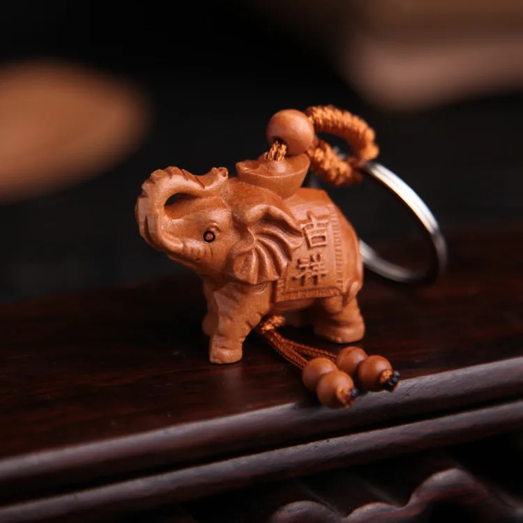 2020 с принтом в виде слона для персик деревянный брелок ключей обоих концах