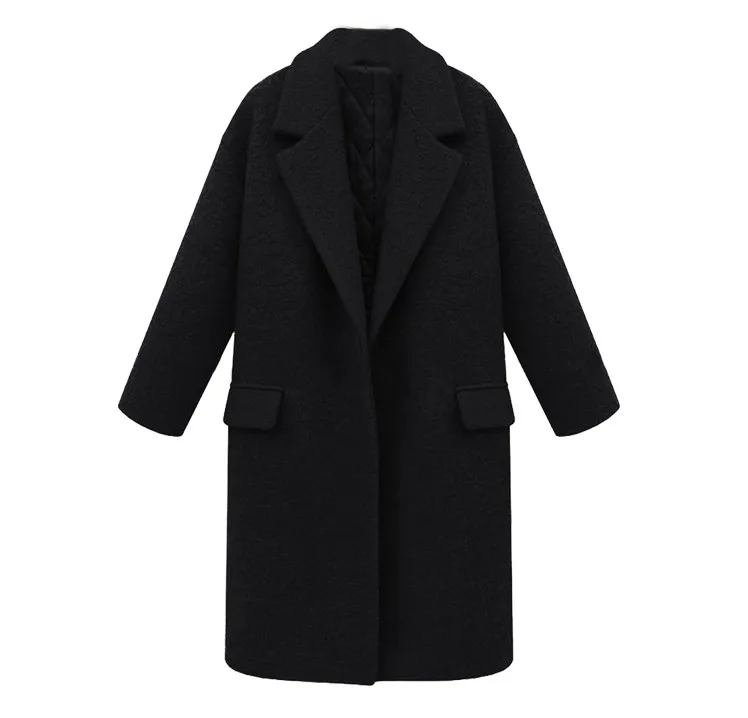 SAGACE многоцветное корейское женское длинное шерстяное пальто большого размера с