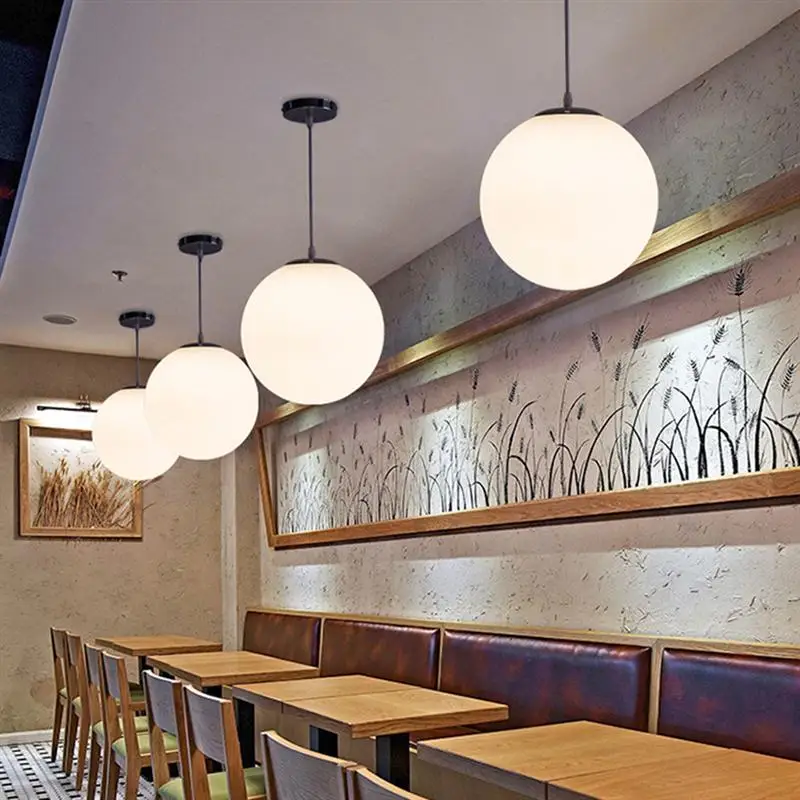 Большой висячий стеклянный глобус подвесной светильник из белого стекла