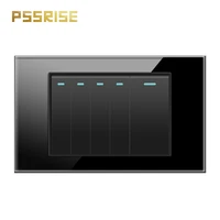 pssrise 118 wall 5gang switch electrical material tempered glass panel with fluorescent indicator light switch g18