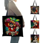 Персонализированные Череп принцесса женская сумка-тоут сумки с принтом скелета многоразовые сумки, сумки для путешествий, сумки для девочек сумки путешествия школьная сумка-тоут