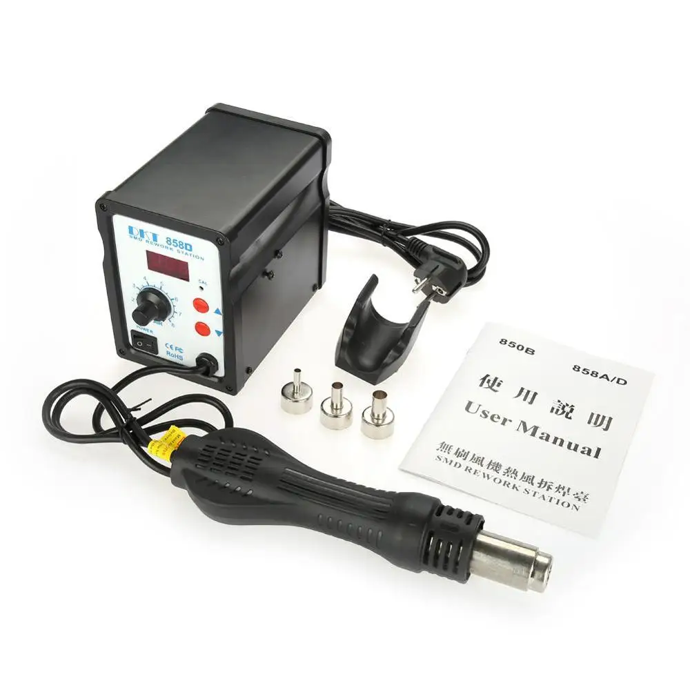 Style03 EU Plug Фена 858D 700 Вт паяльная станция светодиодный цифровой дисплей температуры фена Комплект сварочный инструмент - Цвет: Style03 EU Plug