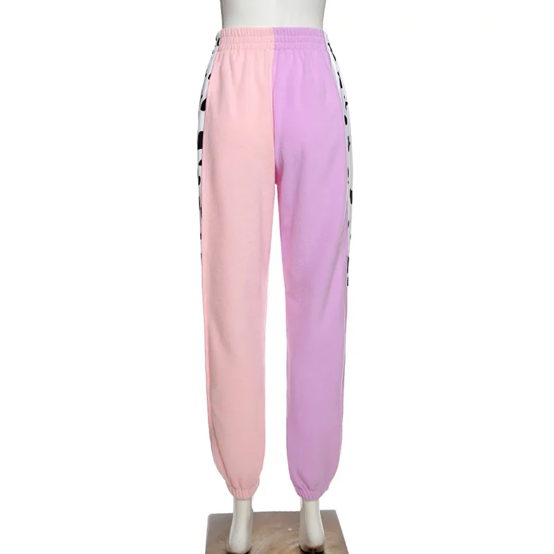 

High Waist Autumn Women Pants Side Leopard Splicing Printing Trousers Streetwear Women Trousers Punk Style Outfits