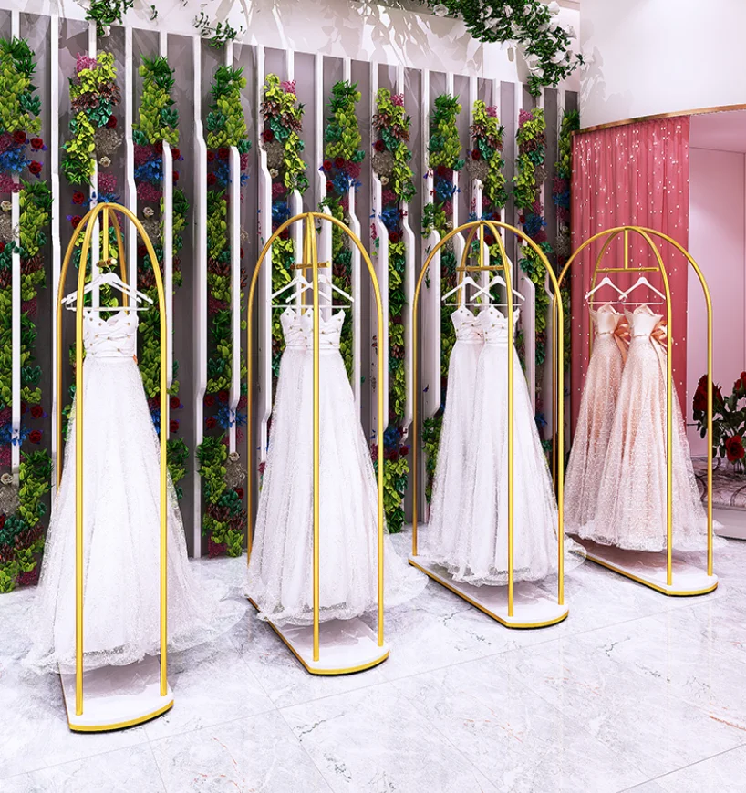 

gold clothing display stand floor type light luxury women's cheongsam dress Rack Display Rack Hanger