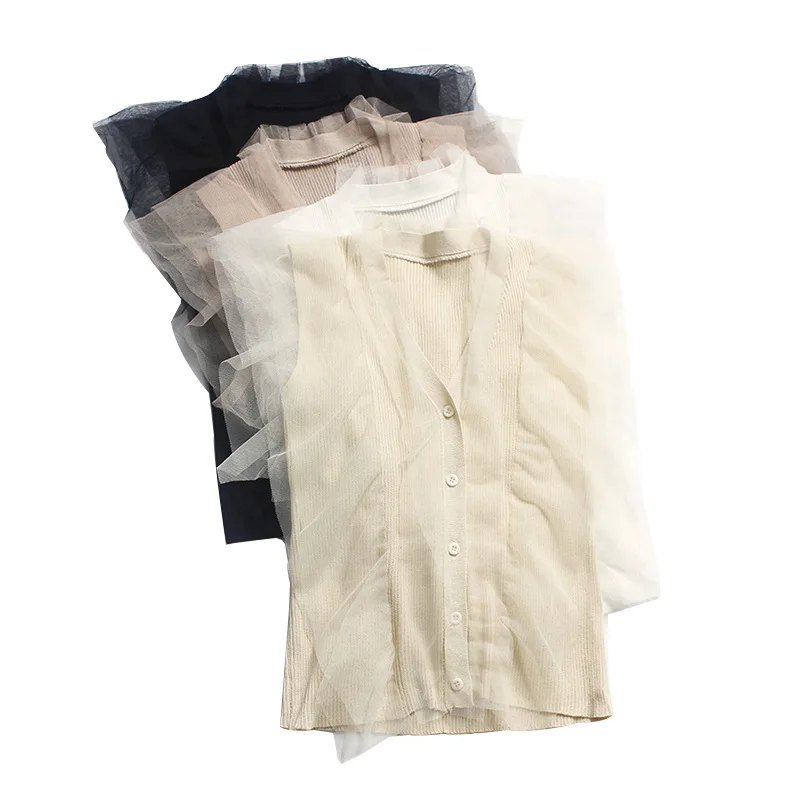 2019 новая женская шифоновая блузка рубашка сетчатая летняя без рукавов стильный