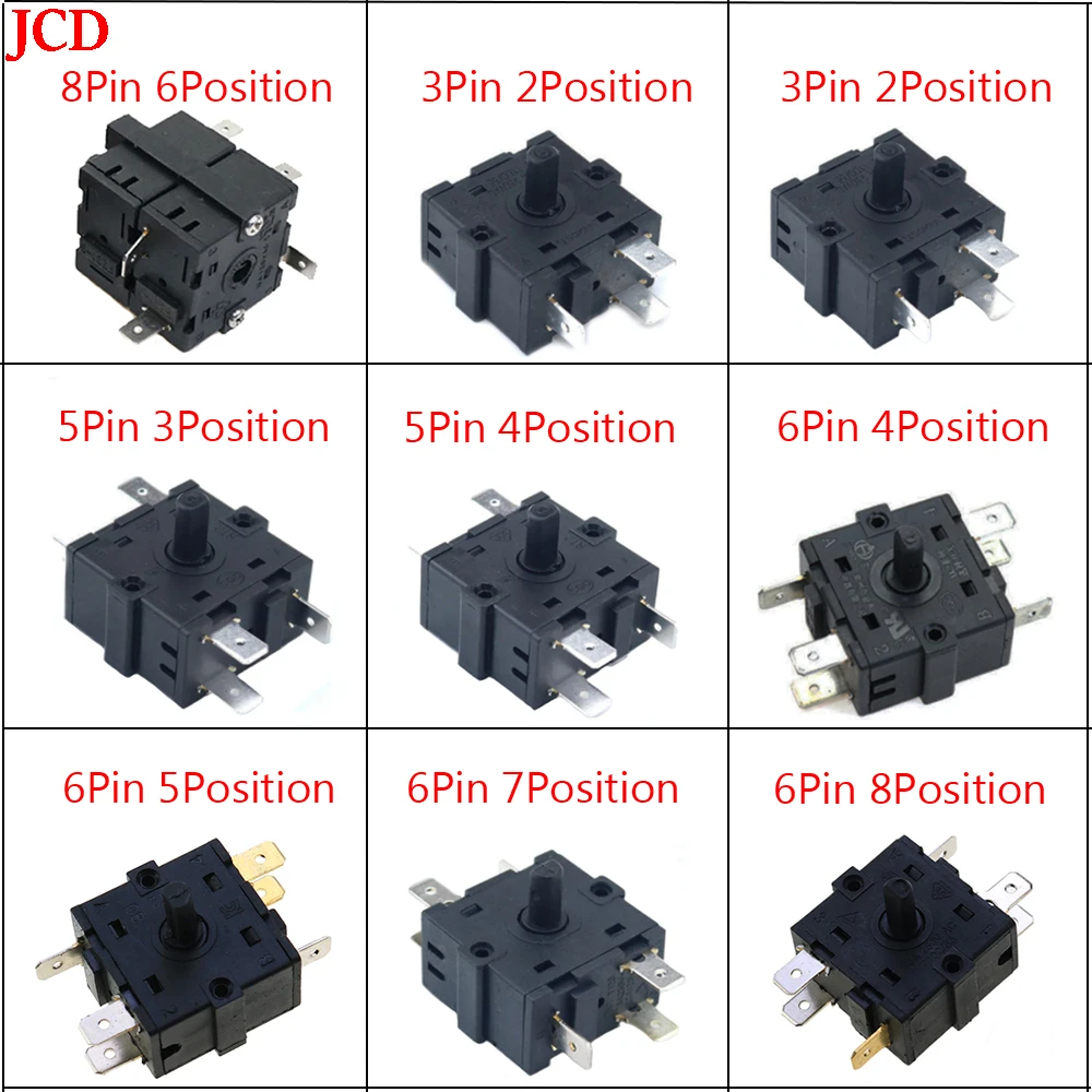 

JCD 1PCS Electric Room Heater 3 Position 4Position 3 Pin 5Pin Rotary Switch Selector AC 250V 16A RT222 RT233-1-B RT233-4