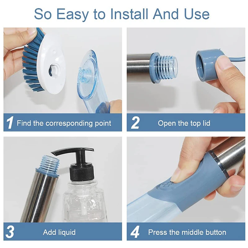 soap dispenser dish brush with removable brush kitchen supplies with stand storage holder for kitchen convenience gadget sets free global shipping