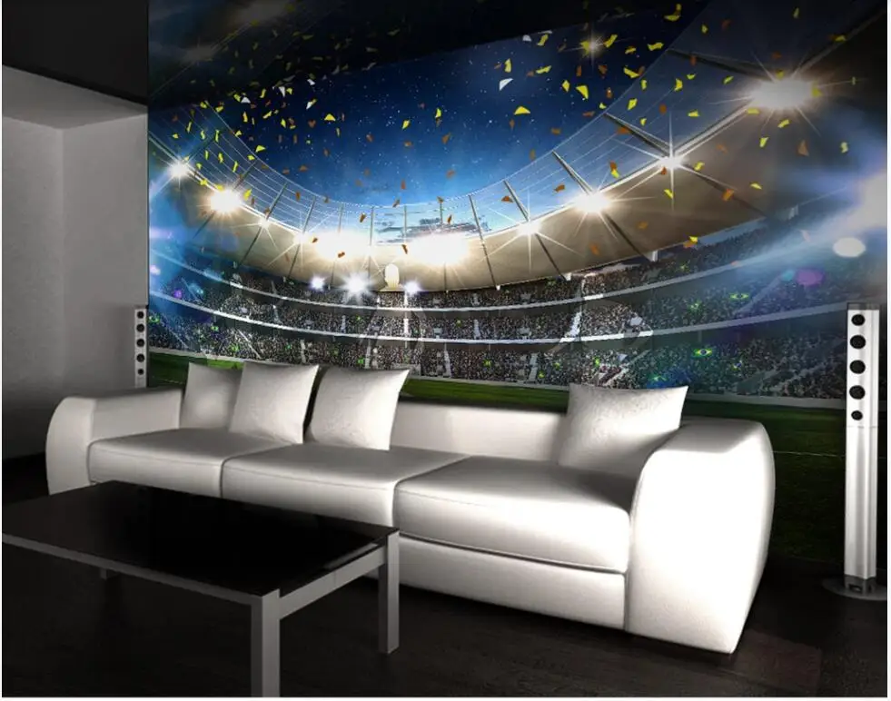 3d обои на заказ большого размера с изображением футбольного поля спортивный фон