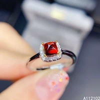 kjjeaxcmy fine jewelry 925 sterling silver inlaid natural garnet ring exquisite girls ring support test