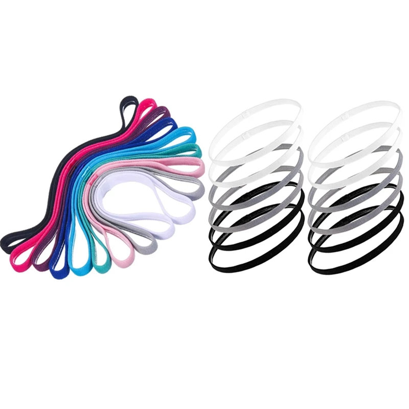 

21 шт. толстые Нескользящие эластичные спортивные повязки на голову, повязки на голову, тренировочные волосы и повязки на голову