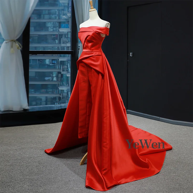 Красное модное вечернее платье с вырезом лодочкой вечерние платья на день