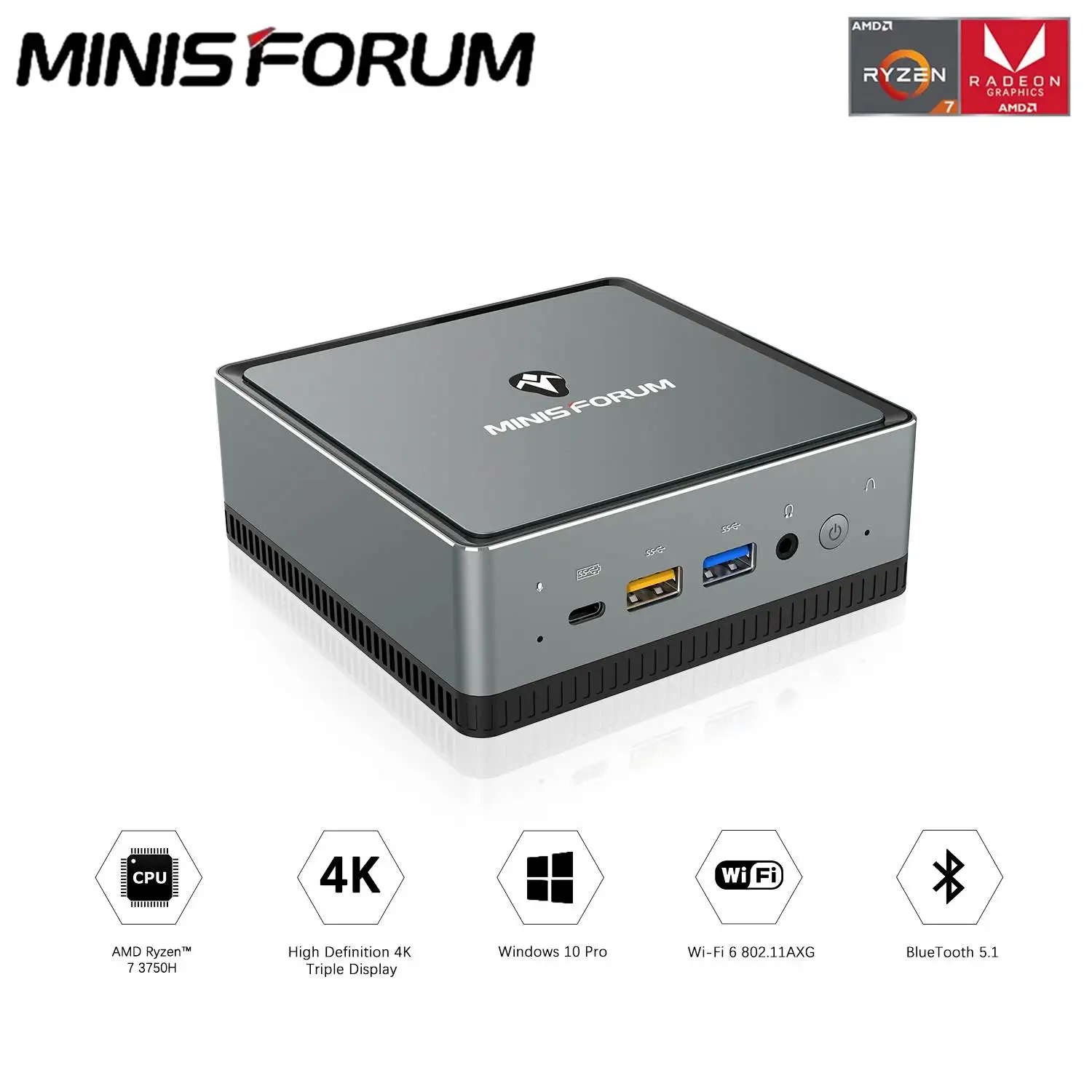 Bestellen MINISFORUM UM700 AMD Ryzen7 3750H 4,0 GHz MINI PC Windows 10 Triple Display WIFI6 Büro MINI PC Gaming Computer TV BOX Beelink