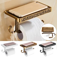 wall mount toilet paper holder with phone shelf environmental zinc alloy toilet paper roll tissue holder bathroom accessories